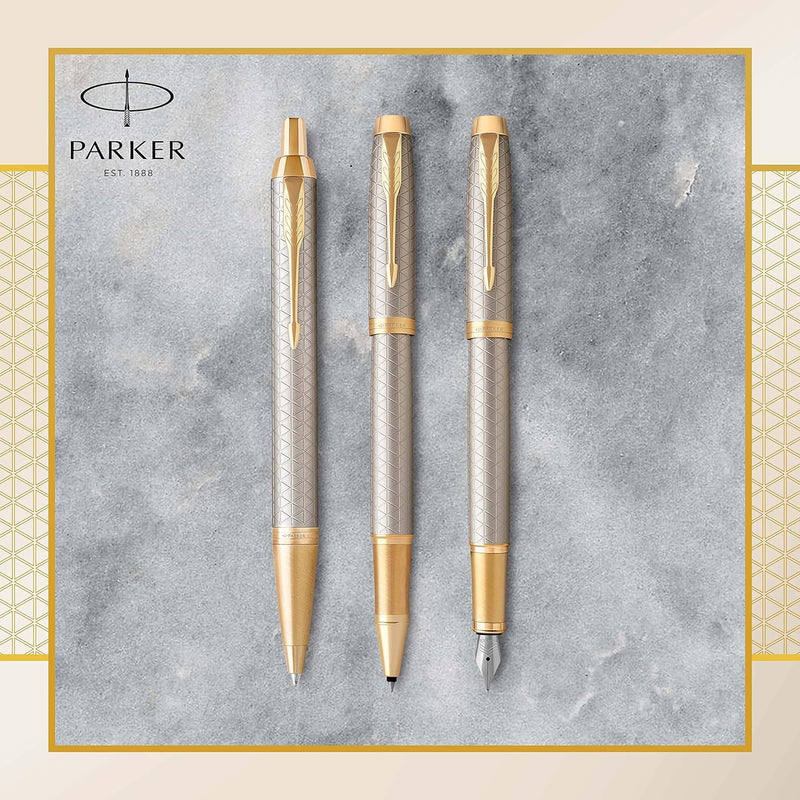 Parker IM Kugelschreiber | Premium Warm Silver | Mittlere Spitze | Blau | Geschenkbox Kugelschreiber