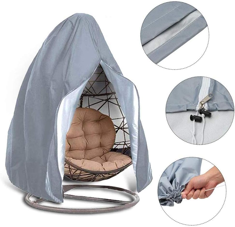 HONCENMAX Abdeckung für Hängesessel/Schwingsessel/Hängekorb mit Reissverschluss - Garten Rattan Wick