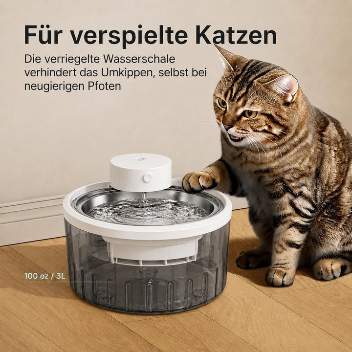 Katzenbrunnen Kabellos,3 L Trinkbrunnen für Katze Kabellos mit Bewegungsmelder,Katzenbrunnen Kabello