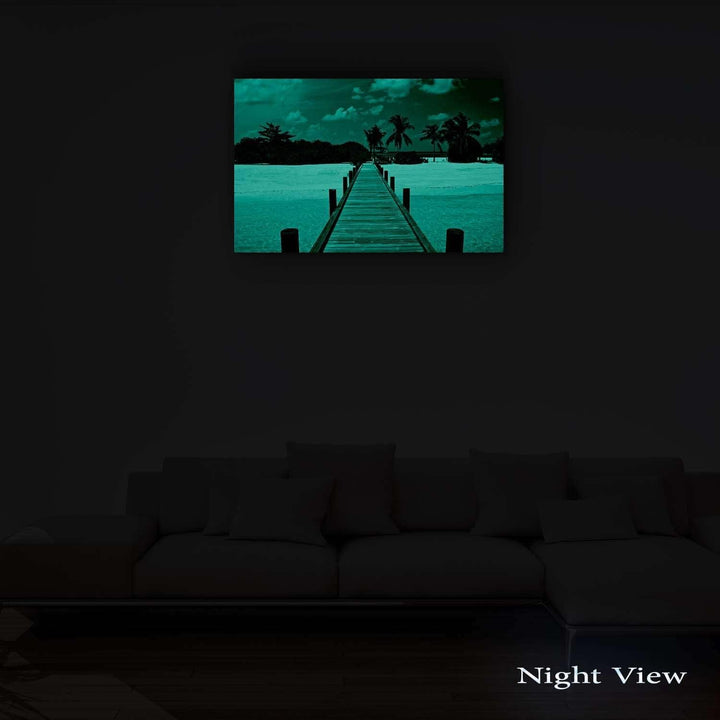 Startonight Bilder Brücke zum Strand, Leinwandbilder Moderne Kunst, Landschaft Wanddeko Kunstdrucke,