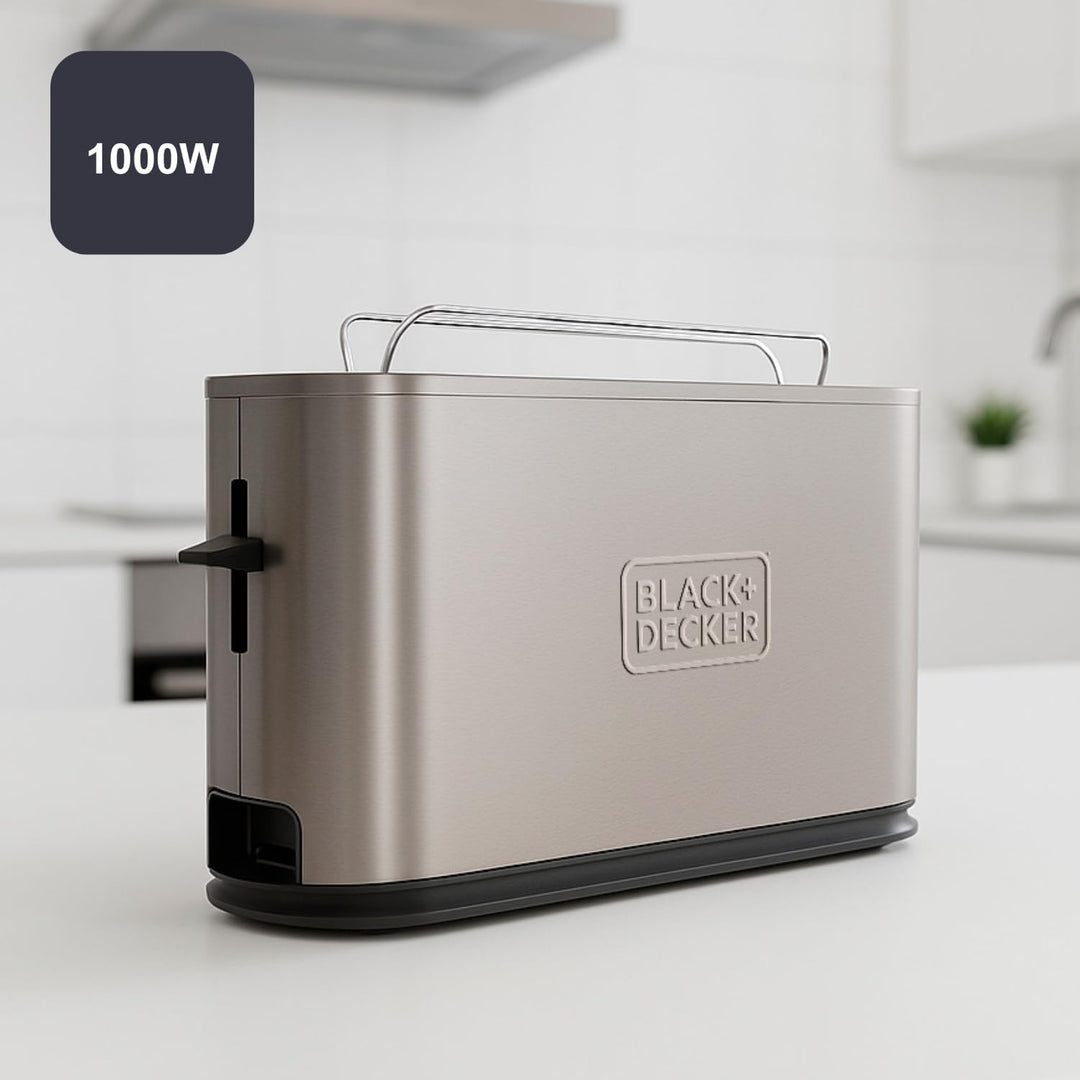 Black+Decker - Toaster BXTO1002E 1000W | Extra breite Schlitz 260x42 mm | 7 Bräunungsstufen | 3 Funk