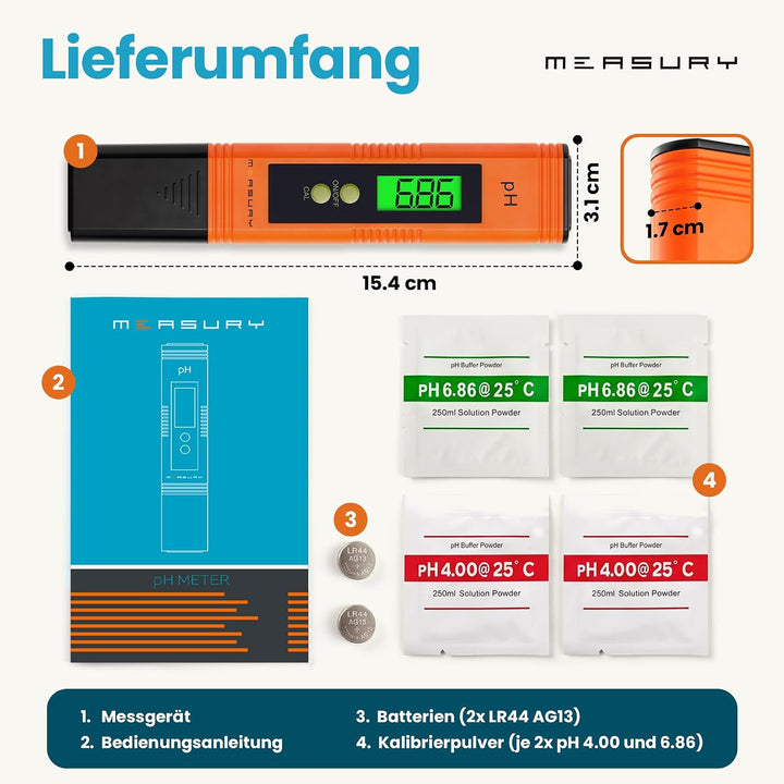 PH Wert Messgerät Pool, PH Messgerät Pool Digital, PH Meter Wein, Wasser und Urin, 0.00-14.00 pH Mes