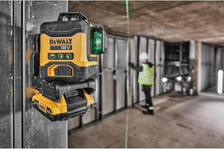 Dewalt 360° Akku-Multilinienlaser Grün DCLE34031D1 (selbstnivellierend, Genauigkeit +/- 0,3mm/m, kom