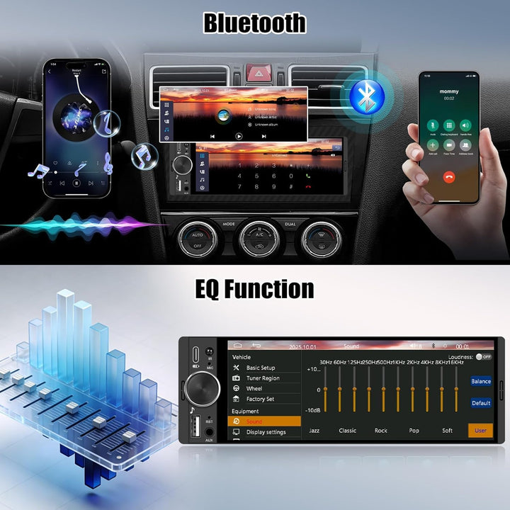 CAMECHO 6.28 Zoll HD Touchscreen Autoradio mit Drahtlos CarPlay Android Auto,1 Din Carplay Radio mit