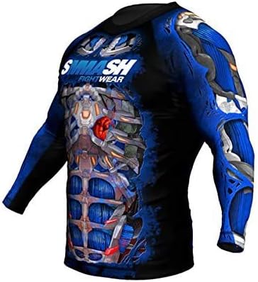 SMMASH Funktionsshirt Herren Rashguard Langarm Sportshirt MMA Thaibox Muay Thai Kickboxen Atmungsakt