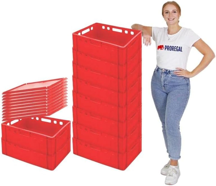 PROREGAL CHEFGASTRO Eurobehälter Fleischerkasten E2 mit Auflagendeckel | HxBxT 20x40x60cm | 41 Liter