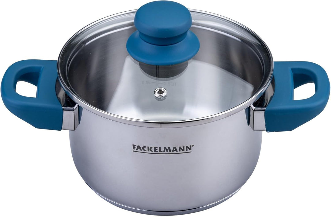 Fackelmann Kochtopf Essential Ø 16 cm, Edelstahl, mit ergonomischen Bakelit-Griffen, für alle Herdar