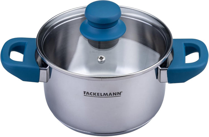 Fackelmann Kochtopf Essential Ø 16 cm, Edelstahl, mit ergonomischen Bakelit-Griffen, für alle Herdar