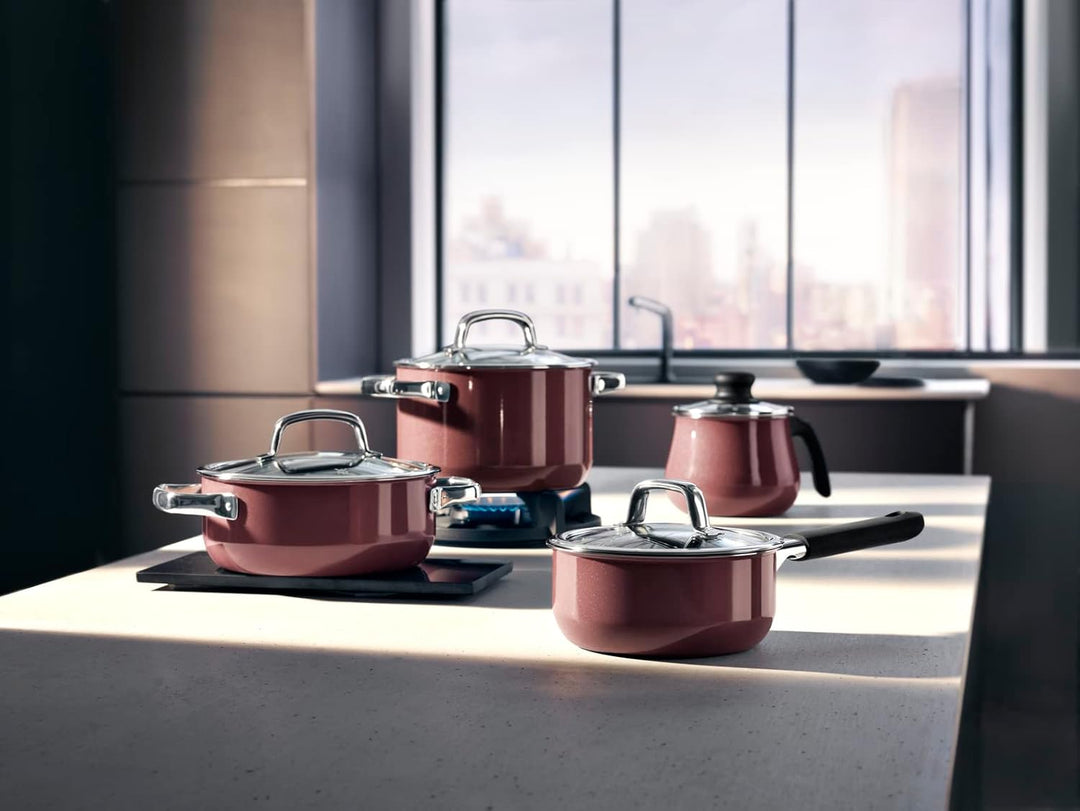 WMF Fusiontec Mineral Topfset Induktion 4-teilig, Kochtopf Set mit Glasdeckel, High-Tech Keramik, In