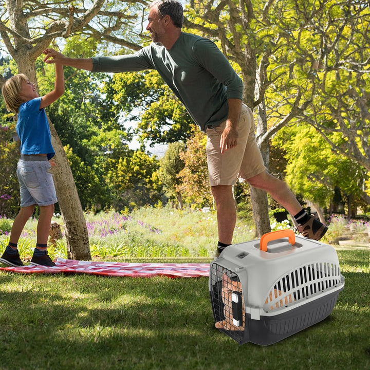 YUENFONG Transportbox Katzen 61x37x37cm Katzentransportbox für kleine Hunde, Tiertransporter aus ABS