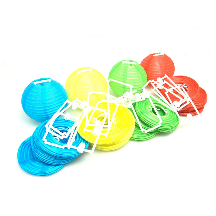 IKu 20 Lampions 6-7 cm bunt mit Halter Ersatz Lampions Aussen oder Innen für Lichterkette