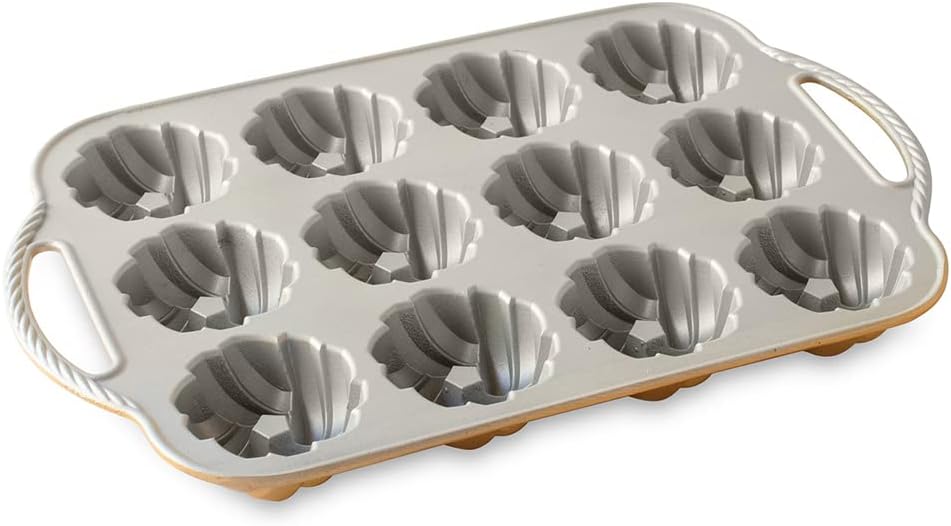 Nordic Ware 95377 Bundtlette-Pfanne zum 75. Jahrestag, geflochten, Goldfarben