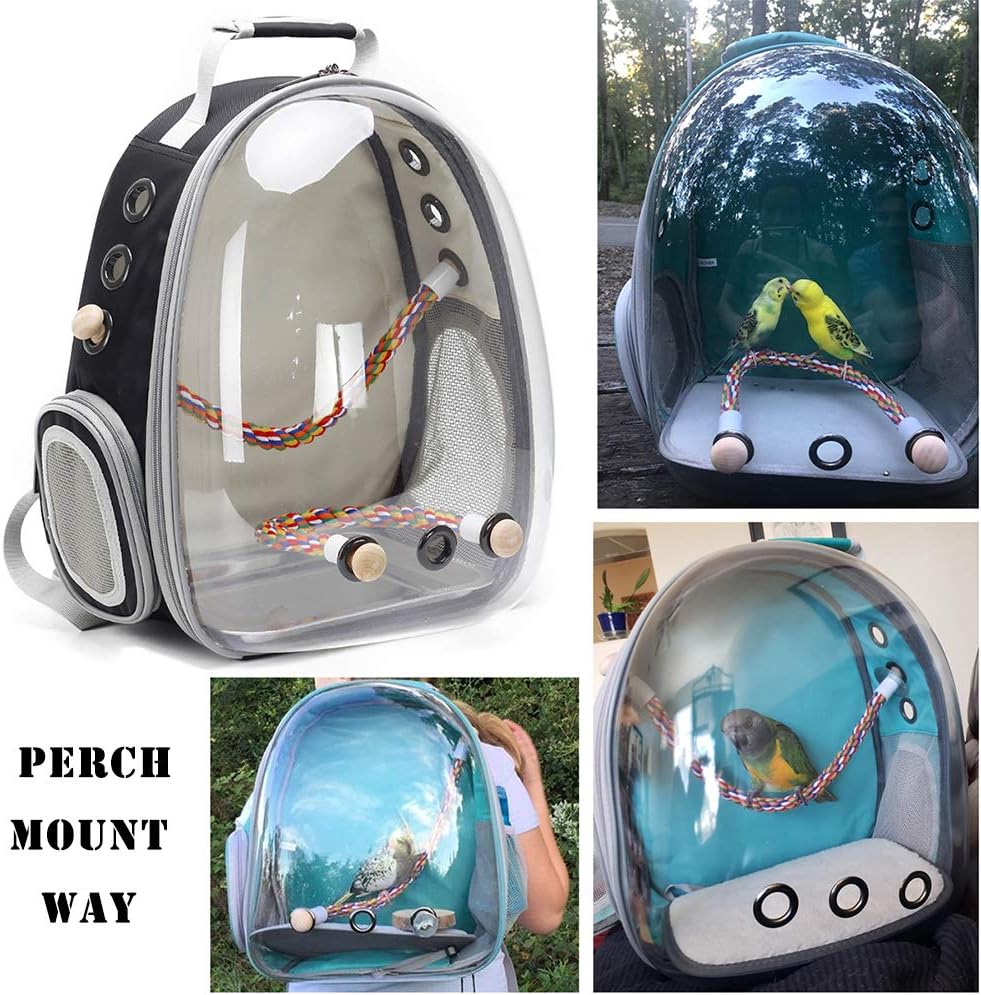 SOURCER Rucksack für Vögel, Bubble Bird Travel Carrier Rucksack mit Edelstahl-Tablett und Stehstange