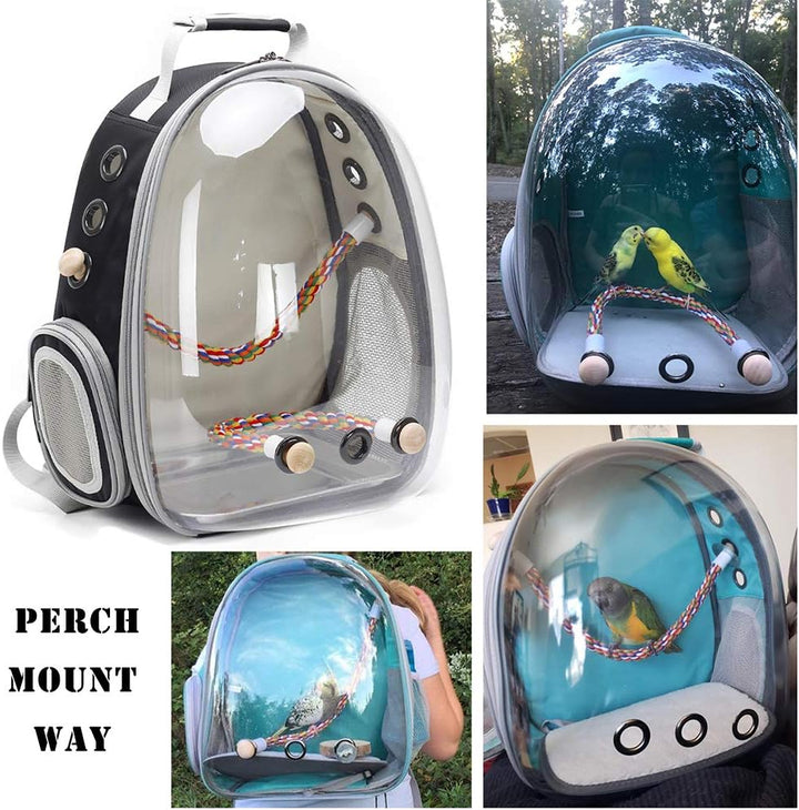 SOURCER Rucksack für Vögel, Bubble Bird Travel Carrier Rucksack mit Edelstahl-Tablett und Stehstange
