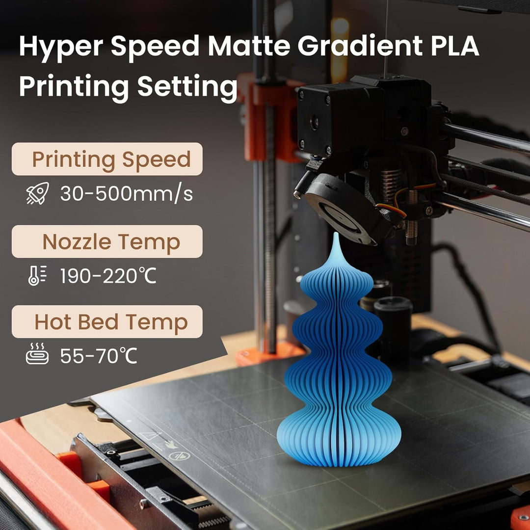 ERYONE Matte PLA 3D Drucker Filament 1.75mm, Matte Gradient Rainbow PLA, Massgenauigkeit +/- 0.03 mm