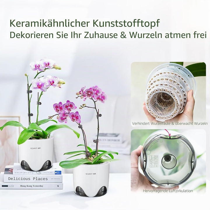 Meshpot Orchideentöpfe mit Löchern zum Umtopfen, 12,7 cm, 2 Stück, doppellagiger Kunststoff-Imitat,