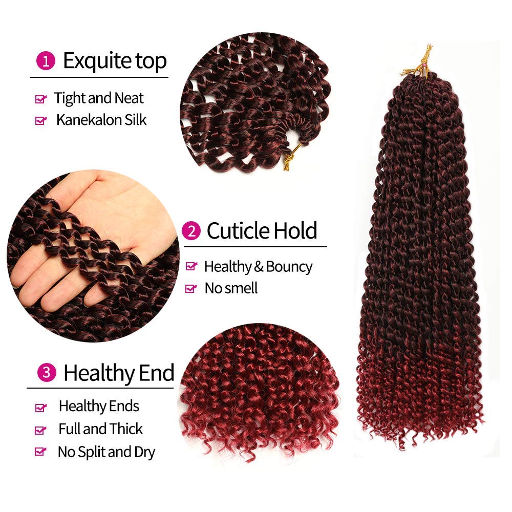 Passion Twist Hair, 7 Packungen 18-Zoll-Wasserwellen-Häkelhaar für langes böhmisches Haar Flechten v