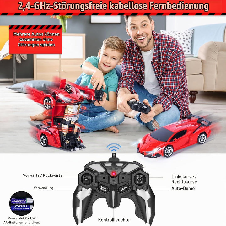 Ferngesteuertes Roboter Auto Kinder mit Gestenerfassung, Licht &amp; Musik, 2.4GHz 360° Drehung 1:18 Ver