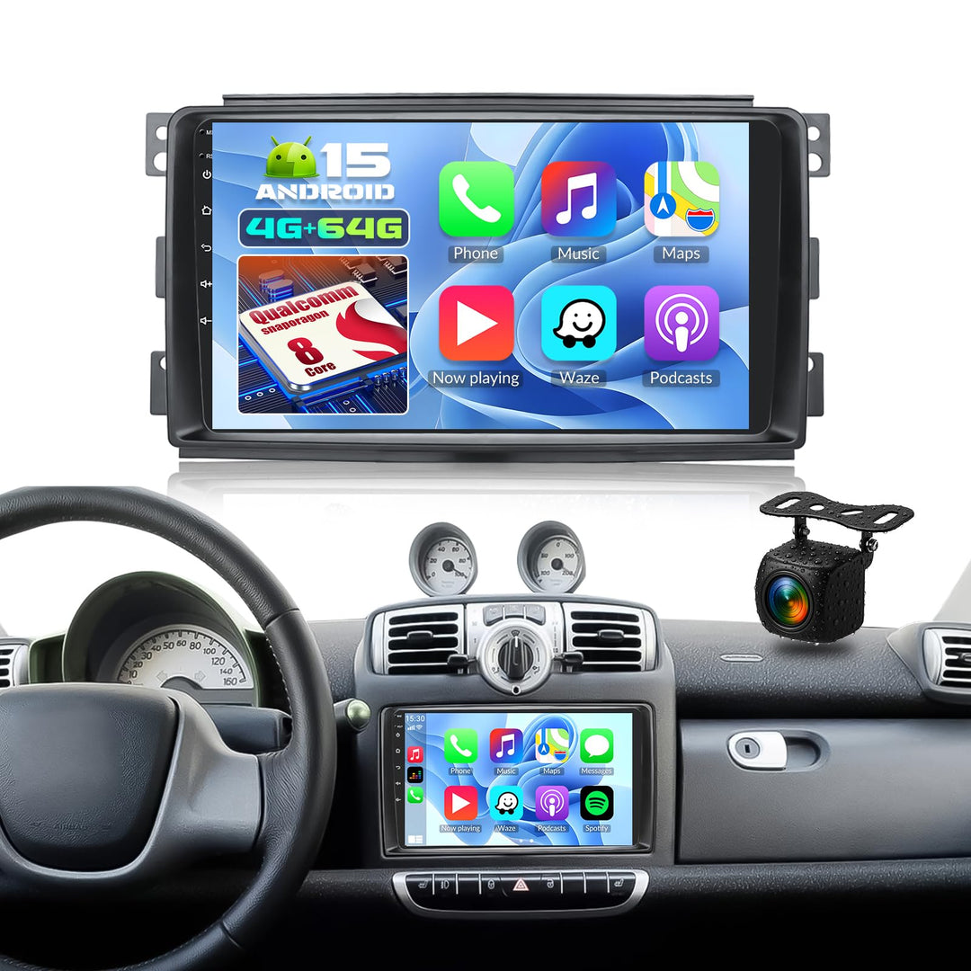 Qualcomm 4G+64G 8Kern CAMECHO Android 15 Autoradio für Mercedes Benz Smart Fortwo 2005-2010 mit Carp
