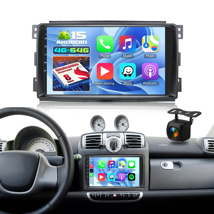 Qualcomm 4G+64G 8Kern CAMECHO Android 15 Autoradio für Mercedes Benz Smart Fortwo 2005-2010 mit Carp