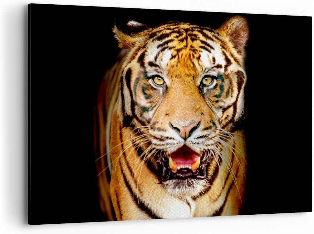 ARTTOR Bilder auf Leinwand 100x70cm Leinwandbild mit Rahmen tiger tier Gross Wanddeko Bild Schlafzim