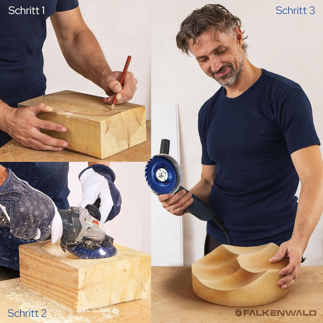 FALKENWALD Raspelscheibe 125 Cut &amp; Rasp - Flexscheibe für Holz 125mm, Frässcheibe für Winkelschleife