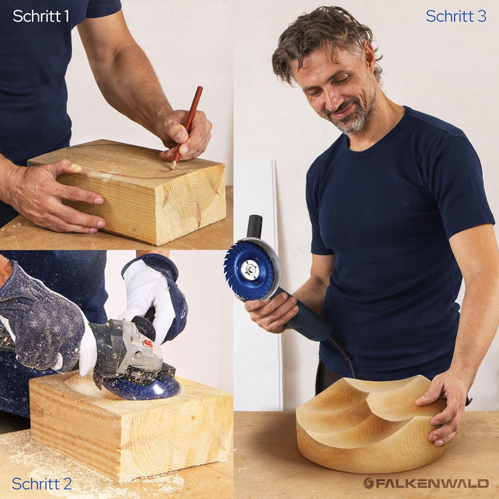 FALKENWALD Raspelscheibe 125 Cut &amp; Rasp - Flexscheibe für Holz 125mm, Frässcheibe für Winkelschleife