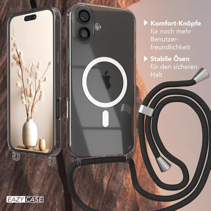 EAZY CASE - Handykette kompatibel mit iPhone 16 Plus Kette zum Umhängen Stossfest Handyhülle für App