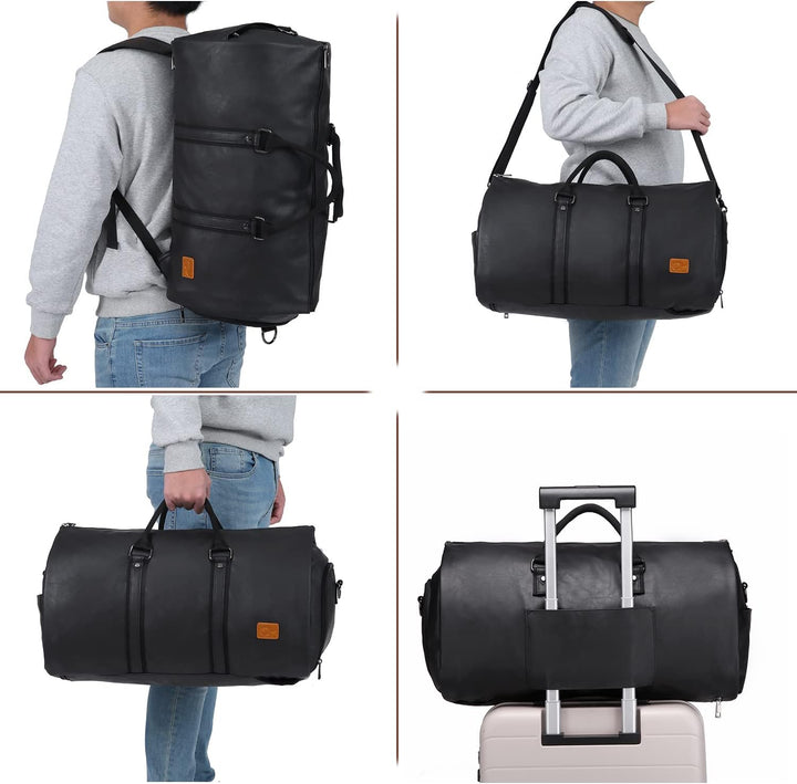 Tragbarer Kleidersack, Herrenkleidersack für Geschäftsreisen, grosse Lederreisetasche mit Schuhfach