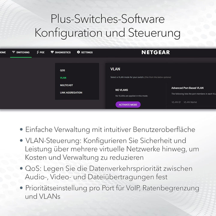 NETGEAR MS108EUP PoE Switch 8 Port Multi-Gig LAN Switch Ultra60 PoE++ 230W Plus (Managed Netzwerk Sw