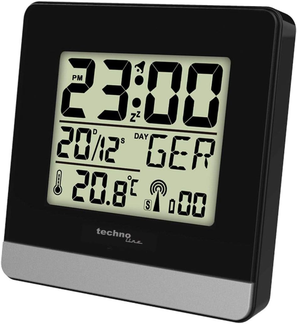 Technoline, WT 8000 Funk-Wanduhr, Ø 30cm, Schwarz & Funkwecker WT 260, 79 x 79 x 30 mm Schwarz Bundl
