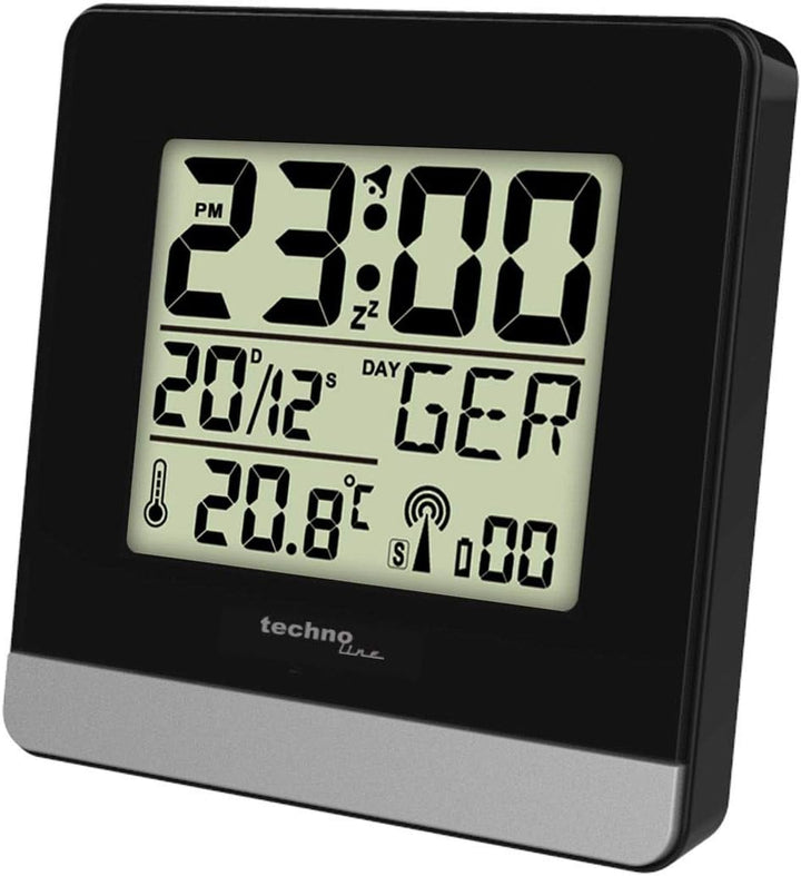 Technoline, WT 8000 Funk-Wanduhr, Ø 30cm, Schwarz & Funkwecker WT 260, 79 x 79 x 30 mm Schwarz Bundl