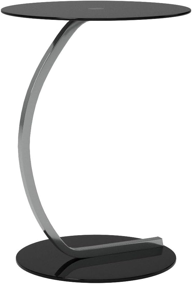 Relaxdays Beistelltisch, rund, für Wohnzimmer, modernes Design, Glas & Stahl, H x D: 55 x 40 cm, Cou