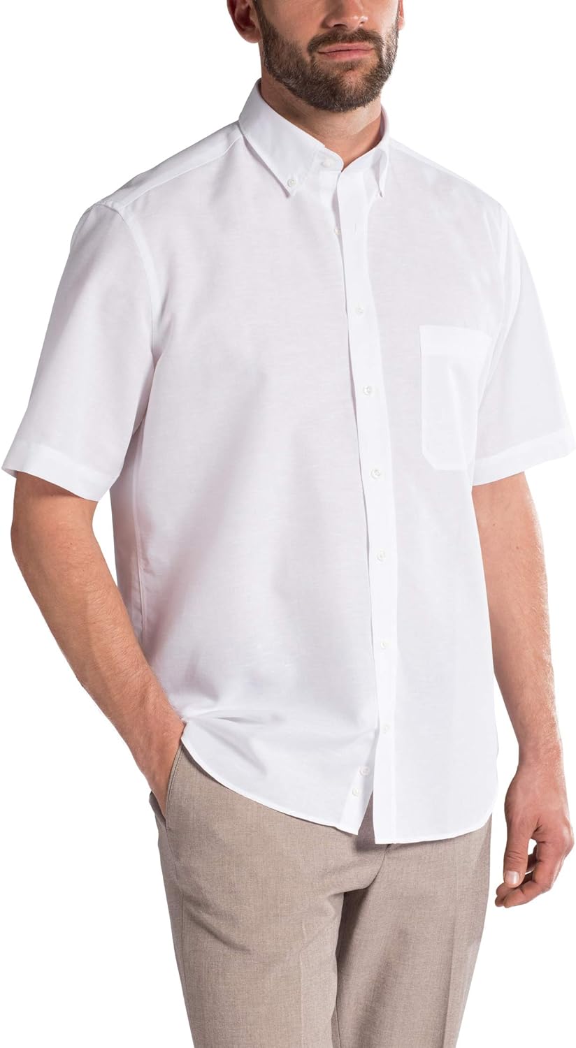 eterna Kurzarm Hemd Comfort FIT Leinen unifarben