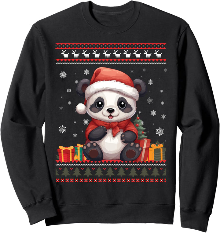 Weihnachtspullover mit Panda-Motiv Sweatshirt