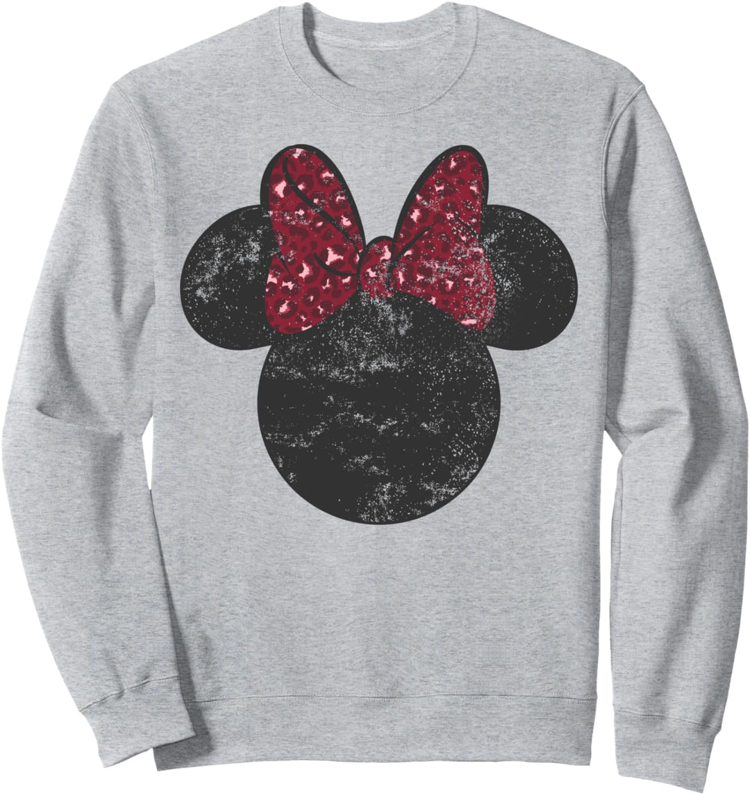 Disney Mickey And Friends Simple Minnie Leopard Bow Sweatshirt