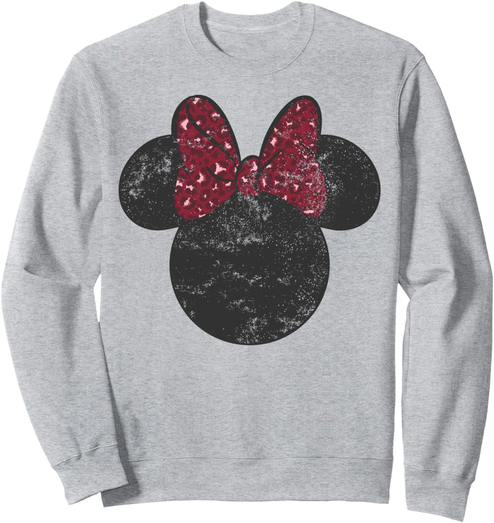 Disney Mickey And Friends Simple Minnie Leopard Bow Sweatshirt