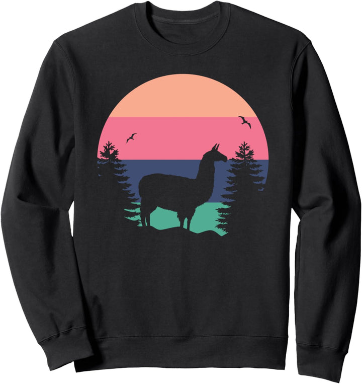 Vintage Lama Landschaft - Vintage Alpaka Lama, Vintage Lama Sweatshirt