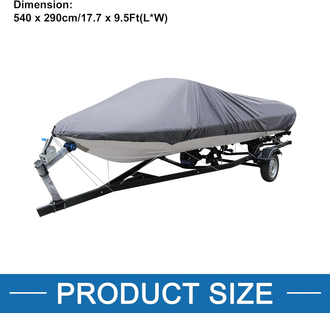 A ABSOPRO Trailerable Bootsabdeckung 14-16ft Ski Bass Speedboat Abdeckung Oxford Grau