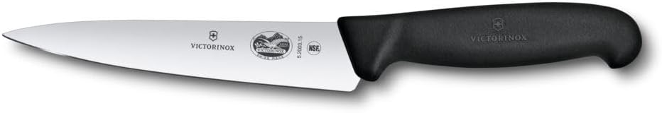 Victorinox Fibrox Kochmesser, Breites Universalmesser für Obst und Gemüse, 15 cm, Gerade Klinge, Sch