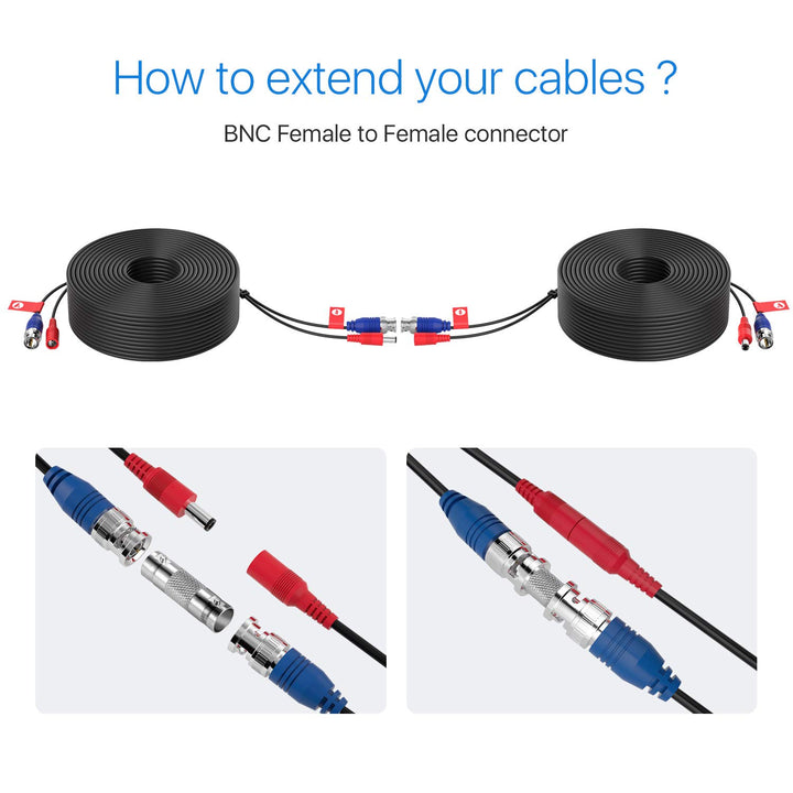 ZOSI 4X 45 Meter BNC Video Kabel Verlängerungskabel für CCTV 4K 5MP 1080P DVR Überwachungskamera Sys