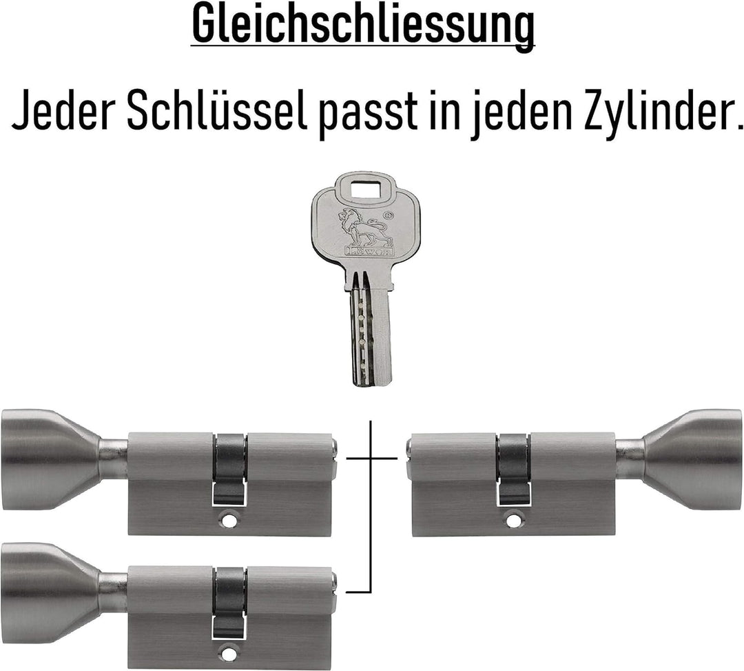 3x Knaufzylinder KSN 70 mm 35/35 gleichschliessend inkl. 15 Schlüssel