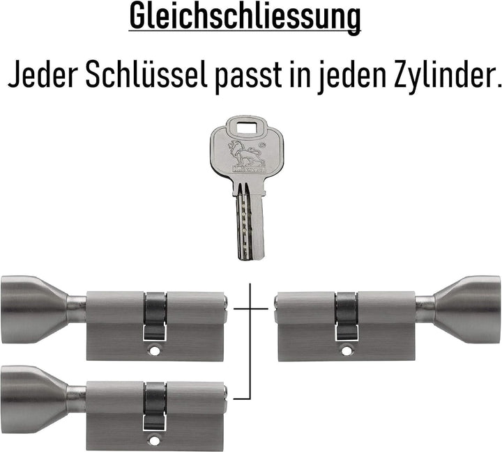 3x Knaufzylinder KSN 70 mm 35/35 gleichschliessend inkl. 15 Schlüssel