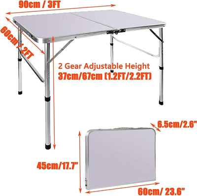 AUTOFU Klapptisch 91 cm höhenverstellbar Outdoor Camping Picknicktisch Faltbarer Bocktisch Zusammenk