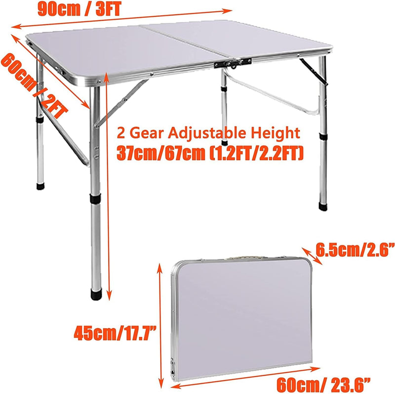 AUTOFU Klapptisch 91 cm höhenverstellbar Outdoor Camping Picknicktisch Faltbarer Bocktisch Zusammenk