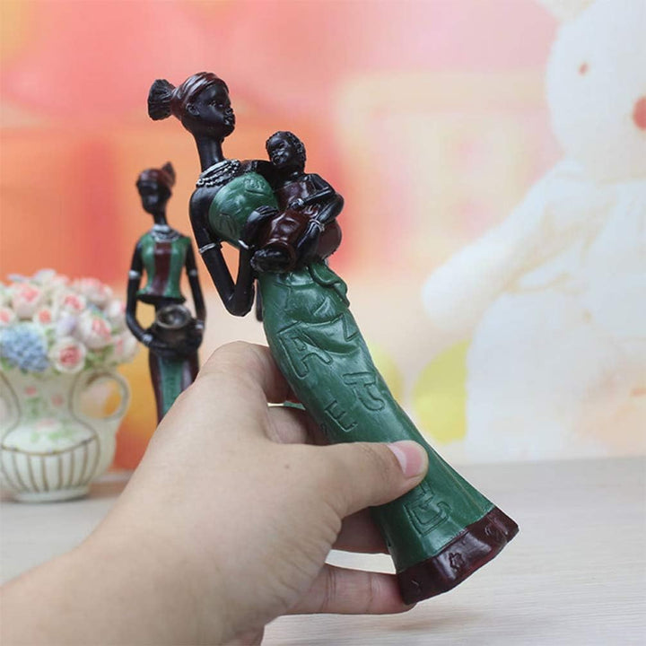 Supvox 3PCS African Women Resin Crafts Modern Statue Sculpture Elegant Figurines Creative Table Orna