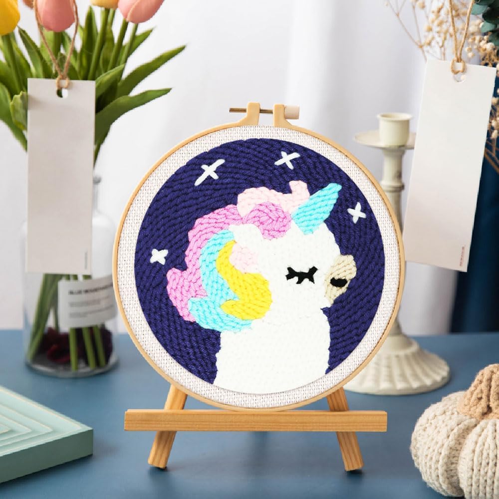 Figured'Art Punch Needle Set für Erwachsene - Stickerei, ideal für Anfänger - Bezauberndes Einhorn -