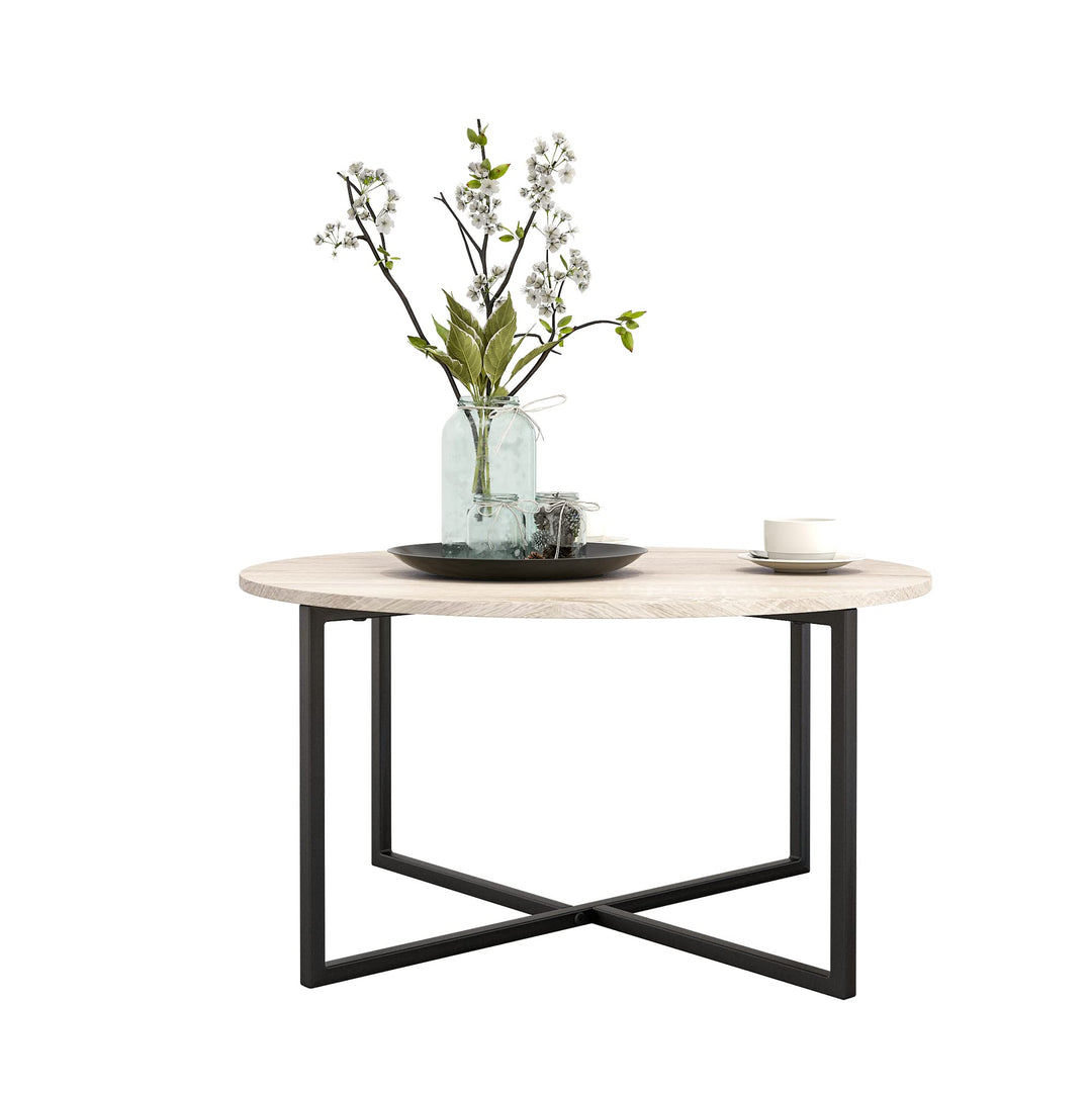 HOJINLINERO Couchtisch Rund,Beistelltisch,Sofatisch,Kaffeetisch,Metall Untergestell und Einer Tischp