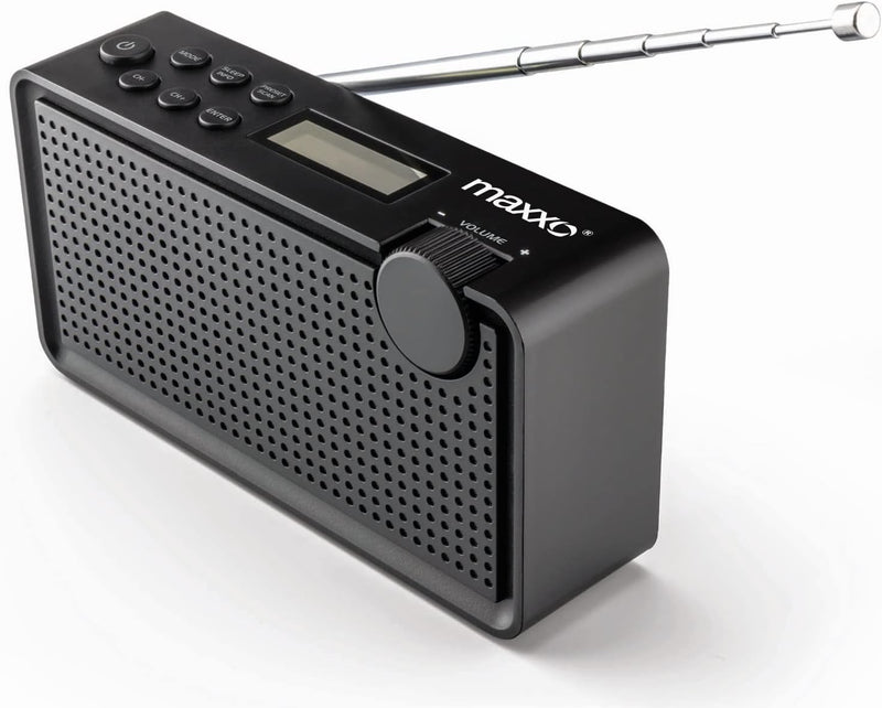 Maxxo PB01 Mini Radio DAB DAB+ und UKW-Radio USB 3,5-mm-Klinke grundig Tragbar Kofferradio eingebaut