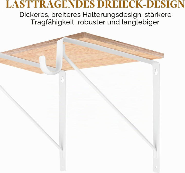 4 Stück robuste Schrankstangenhalterungen, 27,9 x 27,9 x 2,5 cm, weisse Schrankstangenstütze, Stahl-